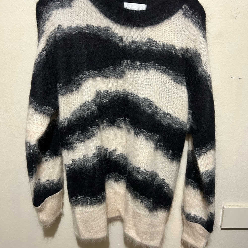 Cozy Black and White Striped Sweater